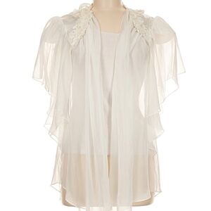 Sheer White Kimono Blouse Top  Bridal